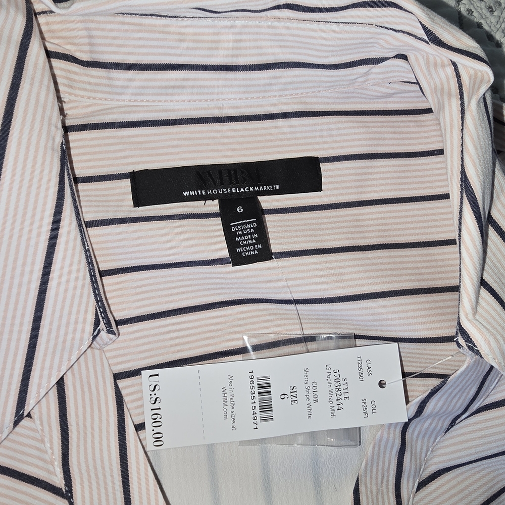 White House Black Market Striped Long Sleeve Dress Sz 6 - Picture 6 of 7